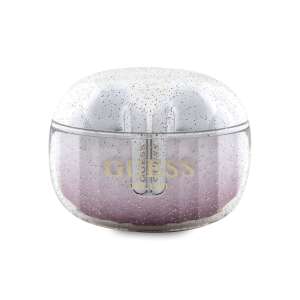 Guess TWS wireless earbuds charging case, transparent with pink glitter - Guess