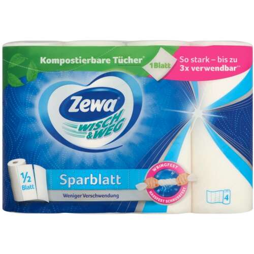 Zewa Wisch &amp; Weg Sparblatt 2-vrstvové papierové utierky pre domácnosť 4 rolky