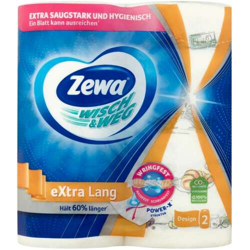 Zewa Wisch &amp; Weg Extra Lang Design 2-vrstvové papierové uteráky pre domácnosť 2 rolky