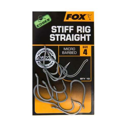 Fox Edges Stiff Rig Straight méretű horgászhorgok, 10 darabos csomag
