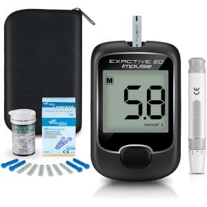 Glucometru Exactive EQ Impulse cu 50 benzi de testare, 50 ace, husa de transport si ace - Aparat de măsurare a glicemiei