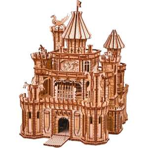 Model 3D din lemn al unui castel cu dragon, 978 piese - Puzzle 3D