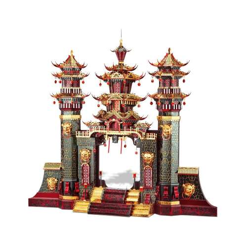 Piececool 3D kovový model puzzle Nantianmen Južná brána neba, zložitý model čínskej chrámovej brány pozostávajúci z 544 dielov