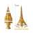 Puzzle 3D din metal Piececool, Turnul Eiffel, 96 de piese, auriu, cu informații despre dimensiune