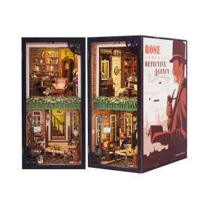 Rose Detective Agency DIY Kącik Książkowy 3D Puzzle, 332 elementy, złożony model, widok z przodu i boku - Puzzle 3D