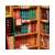 RoLife Shakespeare Bookstore 3D DIY Book Nook model, close-up of the bookshelf with book categories