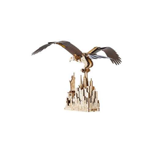 Wood Trick Mechanikus 3D Puzzle, Freedom Eagle, zusammengebautes Modell, 308 Teile, mit Freiheitsstatue und New Yorker Skyline