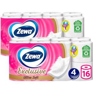Hârtie igienică Zewa Exclusive Ultra Soft, 4 straturi, 16 role, design nou, ambalaj roz - Produse casnice din hârtie