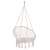 Front view of Springos hanging chair, cream, with fringe