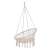 Side view of Springos hanging chair, cream, with fringe
