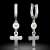Silver cross earrings with a small diamond, ATCOM model 12