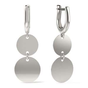 Сребърни обеци ATCOM модел 31, два кръгли диска, висящи обеци - Atcom Jewelry