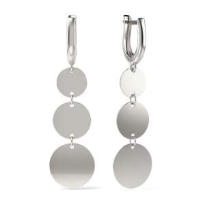 Silver earrings model 45, ATCOM, 3 round discs, dangle earrings - Women's Earring