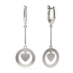 Cercei din argint cu pandantiv în formă de inimă, modelul 19, ATCOM - Accesorii pentru femei