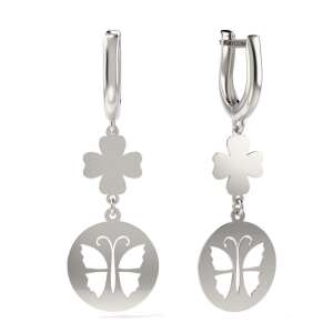 Cercei cu fluture din argint cu pandantiv cu trifoi, ATCOM - Accesorii pentru femei