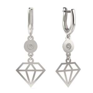 Silver diamond earrings, model 27, ATCOM - Women's Earring