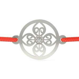 Brățară din argint ATCOM cu cordon roșu și cristal, model 64 - Atcom Jewelry