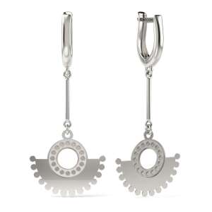 Kolczyki srebrne ATCOM model 59, srebrne kolczyki wiszące z wzorem koła - Atcom Jewelry