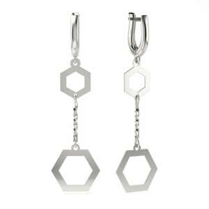 Cercei ATCOM Model 14 din argint cu design hexagonal - Accesorii pentru femei