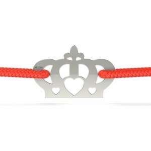 Ezüst koronás karkötő piros zsinórral, ATCOM - Atcom Jewelry