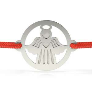 Сребърна гривна ATCOM с червен шнур и мотив на ангел - Atcom Jewelry