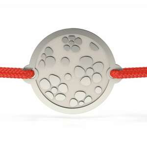 Сребърна гривна ATCOM с червен шнур и флорален модел - Atcom Jewelry