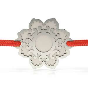 Brățară de argint cu cordon roșu model floare Damasc - Brățări dame
