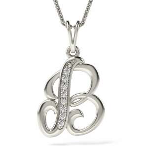 Сребърен колие с висулка буква B, ATCOM - Дамско колие