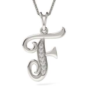 Colier din argint cu pandantiv cu inițiala F, ATCOM - Atcom Jewelry