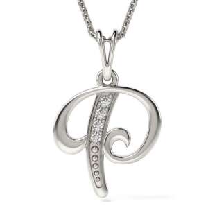 Colier de argint cu pandantiv litera P, ATCOM - Atcom Jewelry