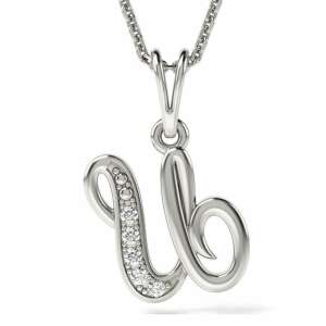 Colier de argint cu pandantiv cu inițiala U, ATCOM - Atcom Jewelry