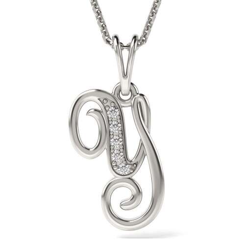 Сребърен колие с висулка с инициал Y, ATCOM