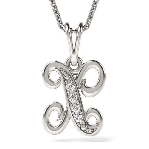 Сребърен колие с висулка с инициал X, ATCOM