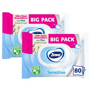 Zewa Sensitive Bigpack Nasses Toilettenpapier 2x80Stück 141211722 - Papierprodukte für den Haushalt