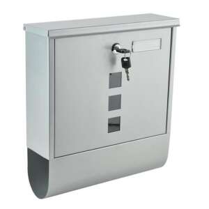 Fém Postaláda Újságtartóval - Ezüstszürke - 30x10x34cm