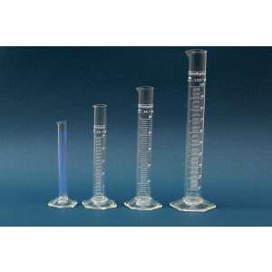 Set de patru cilindri gradați din sticlă cu baze hexagonale, inclusiv un cilindru de 25 ml - Instrument