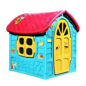 Casuta de joaca mare pentru copii Dohany, Albastra cu acoperis rosu, 5075K, 120x113x111 cm 94534966 Case de joacă