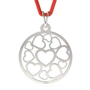 ATCOM ezüst szív medál piros zsinórral - Atcom Jewelry