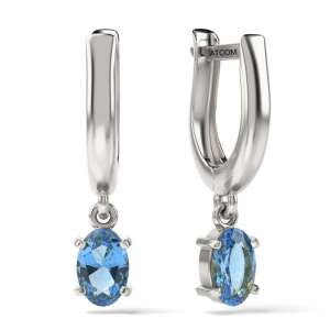 Aquamarine silver earrings, model 42, ATCOM - Women's Earring