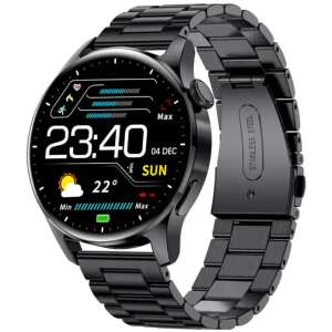 RoHS® Pro okosóra, 1,39 hüvelykes Amoled, Bluetooth HD Call, Multi Sport, pulzusszám több pontos, oxigén, fém tok, hangszóró, értesítések, IP67, fekete