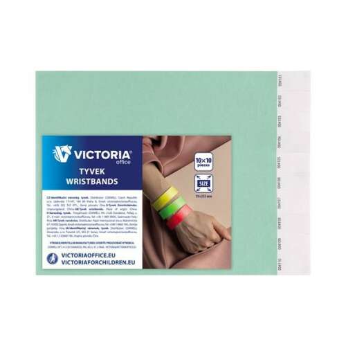 Victoria Office TYVEK karszalagok, türkiz, 10x10 csomag - Karszalag
