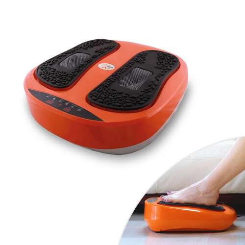 VibroLegs lábmasszázs gép, narancssárga-fekete színben, 4 programmal, a pihenéshez és a fájdalom enyhítéséhez