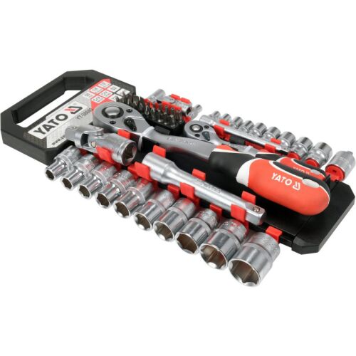 YATO 51 részes dugókulcs készlet, 1/4" és 1/2" meghajtó, CrV acél