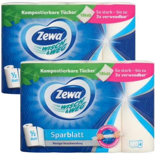 Zewa Wisch &amp; Weg Sparblatt 2-vrstvové papierové utierky pre domácnosť 2x4 rolky