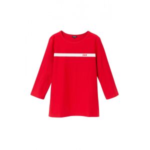 Desigual Matilde red long sleeve top. Front view of red shirt with 'sex' detail. - Women's Sweater