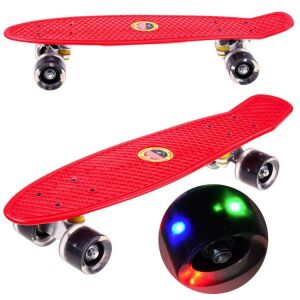 Red kids skateboard with LED wheels - Skateboarding