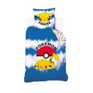 Комплект спално бельо Pokémon Pikachu, син плик за завивка и калъфка за възглавница - Бельо