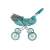 Wózek dla lalek Milly Mally Dori Prestige Mint, widok z boku, turkusowy i szary, dla lalek 40 cm