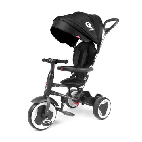Qplay Rito black tricycle with parent handle and sun canopy
