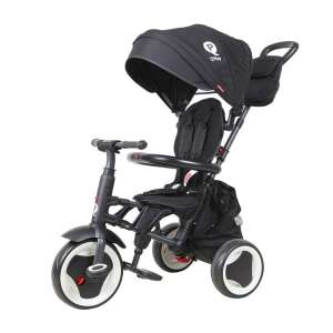 Qplay Rito Plus black tricycle with parent handle, canopy, and storage basket - QPlay Tricycle
